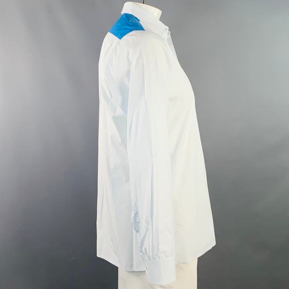 RAF SIMONS Size 42 Light Blue Aqua Cotton Button Down Long Sleeve Shirt - Picture 3 of 6
